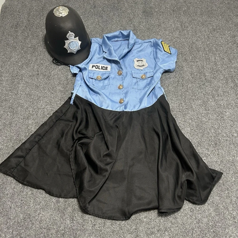 Girls Police Officer Uniform Cop Halloween / Dress Up Costume - Youth XL Vtg Hat